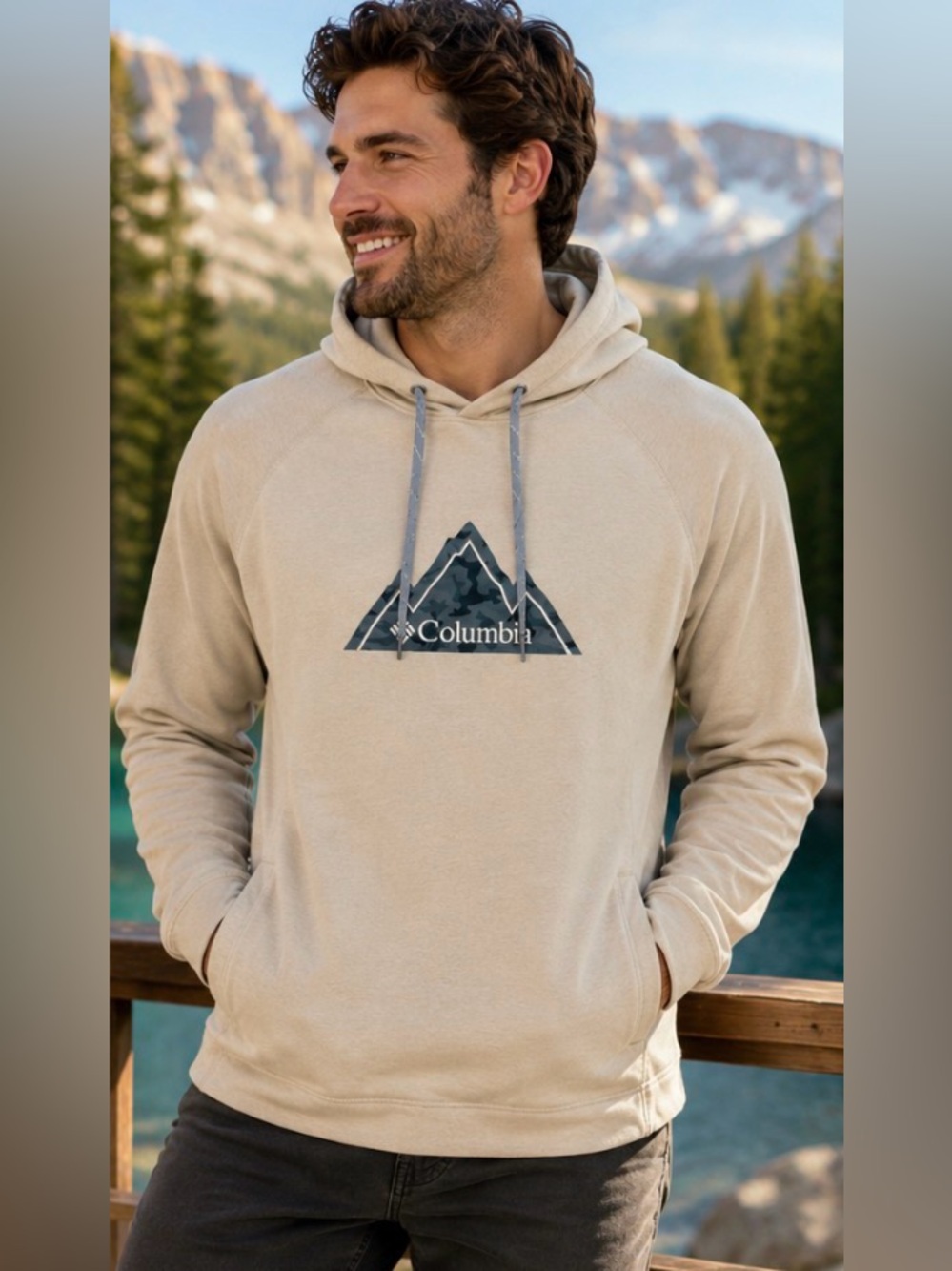 Columbia Sportswear Fleece Pullover Hoodie Jacket Men’s Medium Graphic Outdoor